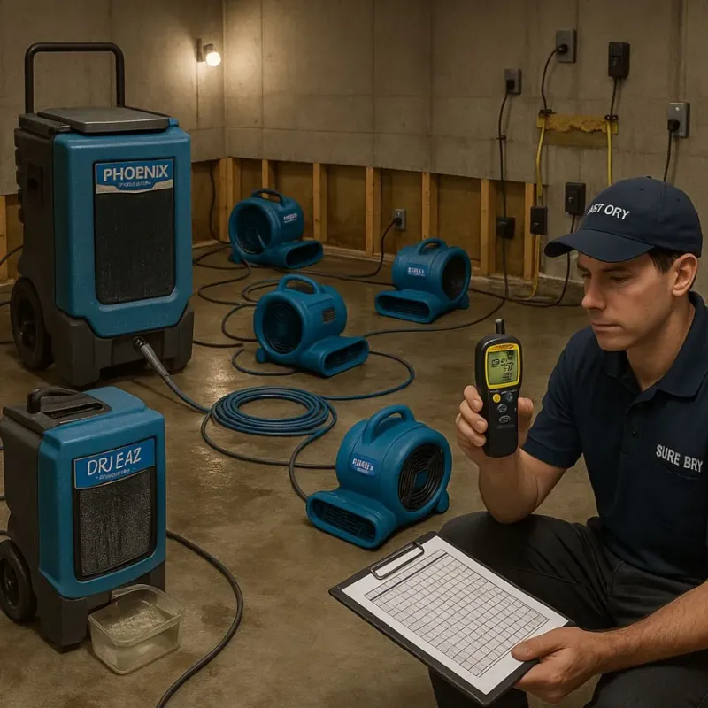 Structural Drying and Dehumidification process in York County, SC